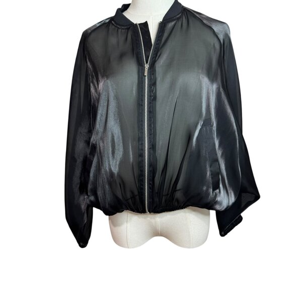 Zara Semi Transparent Bomber Style Jacket Black. Size: XS (NWOT) - Picture 1 of 5